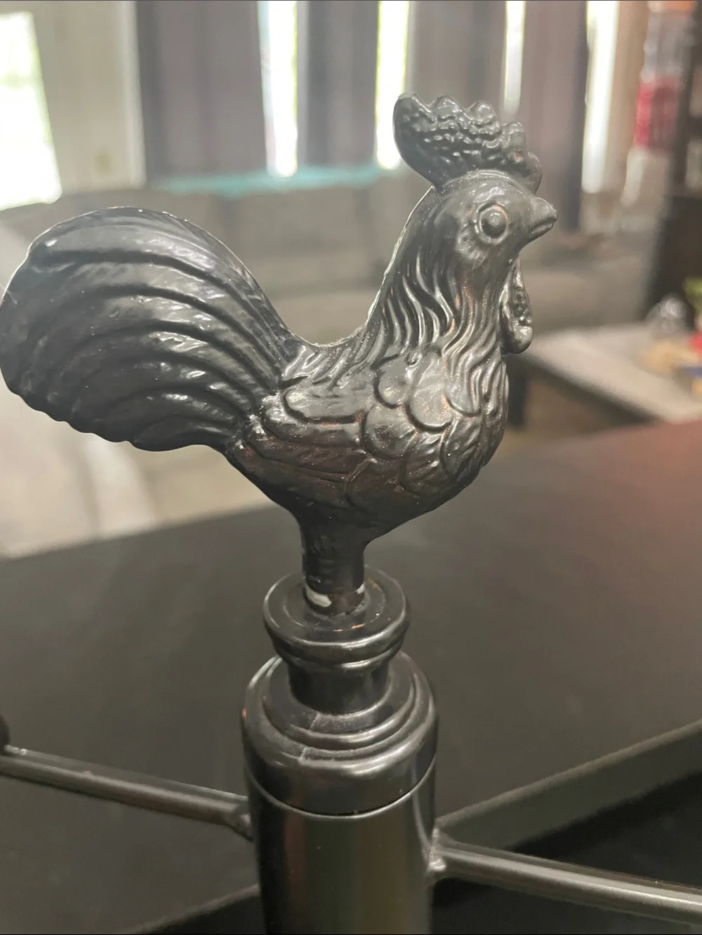 Black Rooster Towel and Mug Tree Stand - Sturdy Metal Kitchen Organizer 8x19